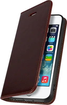 Obrázok produktu pre Avizar, kožená obalová puzdro pre Apple iPhone 5 / 5s / SE, hnedá farba