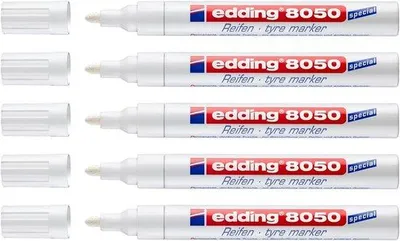 Produktbild von Famanu Bandenmarker Set - Besondere Marker für Gummi - Dekkende Tinte - Runde Spitze 2-4mm - Weiß