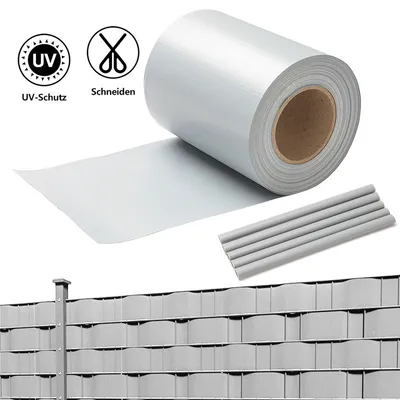Produktbild von TolleTour Sichtschutzstreifen Verschiedene Doppelstabmatten PVC Zaun Folie Gartenzaun Reflexionsarm mit Clips 70m x 19cm Grau