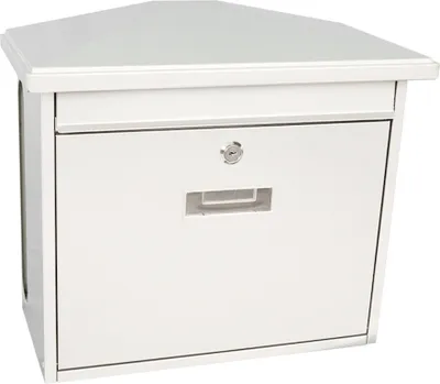 Produktbild von Wandbriefkasten Zamoran aus verzinktem Stahl mit Namensschild | HxBxT 34,5x39,2x20,5cm | Einwurföffnung 32x2cm | Weiß