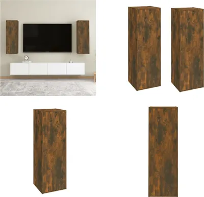 Produktbild von vidaXL TV Schränke 2 Stk. Räuchereiche 30,5x30x90 cm Holzwerkstoff - TV-Schrank - TV-Schränke - TV-Möbel - TV-Ständer
