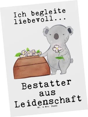 Produktbild von Mr. & Mrs. Panda Postkarte Bestatter Leidenschaft - Weiß - Geschenk, Postkarten, Grußkarte, bildkarte, Ansichtskarte, Fotokarte