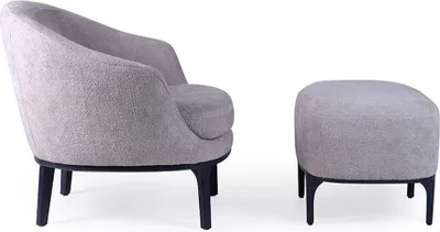 Produktbild von Wohnzimmer Set 2tlg Sessel mit Hocker Designer Modern Polstermöbel
