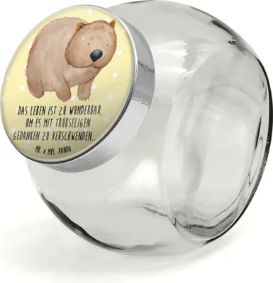 Produktbild von Mr. & Mrs. Panda Kaffeedose Wombat XL 2000ml - Gelb Pastell - Geschenk, Vorratsglas, Das Leben Ist schön, Bonbonglas, Bonboniere, Spruch, Tiermotive, Australien, Glasdose