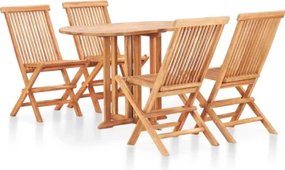 Produktbild von 5-tlg. Garten-Essgruppe Klappbar Massivholz Teak
