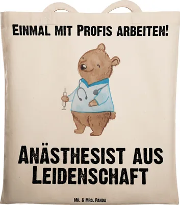 Produktbild von Mr. & Mrs. Panda Uni Tasche Anästhesist Leidenschaft - Transparent - Geschenk, Spruch, Studium, Narkosearzt, Shopping, Tote Bag, Stoffbeutel, Krankenhaus, Lustig
