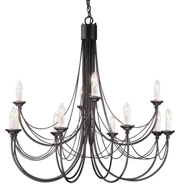 Image de Lustre Carisbrooke noir 12xE14x60W en métal, dimensions : 280x98x98 cm, IP20, Elstead