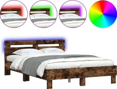 Immagine prodotto di vidaXL Struttura letto con testiera illuminazione LED rovere fumé 120x200cm