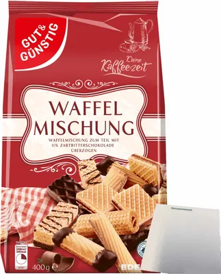 Produktbild von Gut & Günstig Waffelmischung Gebäck (400g Packung)  + usy Block