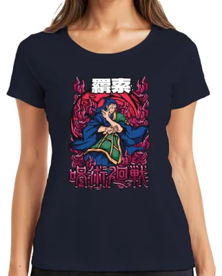 Zdjęcie produktu dla 呪術廻戦 Anime Flames Magician Japońska manga Anime Estetyka Prezent Koszulka damska, Granatowy, 3XL