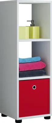 Image de Porte-salle de bain en bois | Armoire de salle de bain | Dimensions: H. 93 x W. 31 x D. 30 cm - Benos-3 compartiment