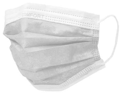 Produktbild von 10x MED-COMFORT Mundschutz 3-lg. TYP IIR - weiss | Box (50 Stück)