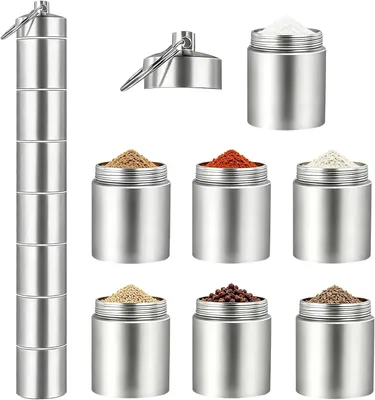 Zdjęcie produktu dla Zestaw solniczek i pieprzniczek 7 w 1, aluminium, wodoodporny, na kemping