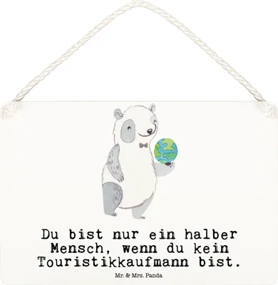 Produktbild von Mr. & Mrs. Panda Schild Touristikkaufmann Herz DIN A6 - Weiß - Geschenk, Türschild, wandtafel, holzbild, Holzschild, Wandbild Holz