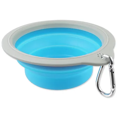 Immagine prodotto di Ciotola da viaggio DOG FANTASY pieghevole blu M 1 pz