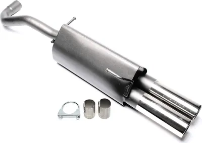 Produktbild von Sportauspuff 2x76mm rund gebördelt mit ABE für Seat Arosa 6H VW Lupo 6e 6x