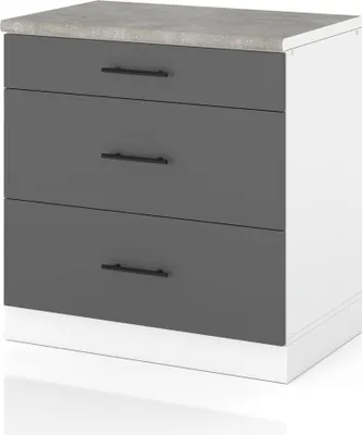 Zdjęcie produktu dla Szafka Kuchenna Stojąca Z Blatem 3 Szuflady 80Cm Spremium Szary Mat