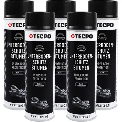 Produktbild von TECPO Unterbodenschutz Bitumen 5x 500ml schwarz Steinschlagschutz UBS Versieglung Spray Schutz vor Steinschlag, Rost, Chemikalien mit Anti-Dröhn-Wirkung