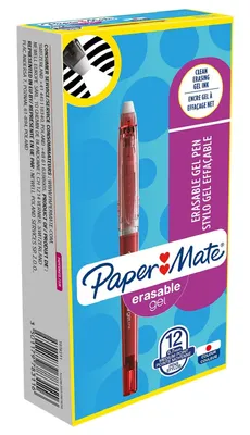 Zdjęcie produktu dla Papermate Erasable Gel, Długopis żelowy, Czerwony, Czerwony, Plastik, Średni, Okrągły