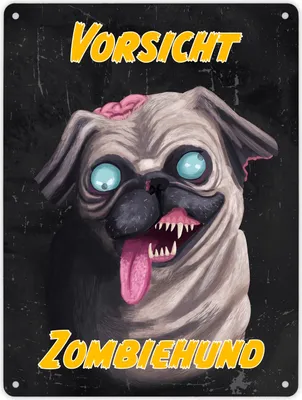 Produktbild von Vorsicht Zombiehund Metallschild XL in 21x28 cm in dunkelgrau
