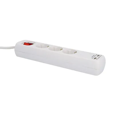 Produktbild von UNITEC Steckdosenleiste 3 fach 2 x USB  mit Schalter weiß  1,4m