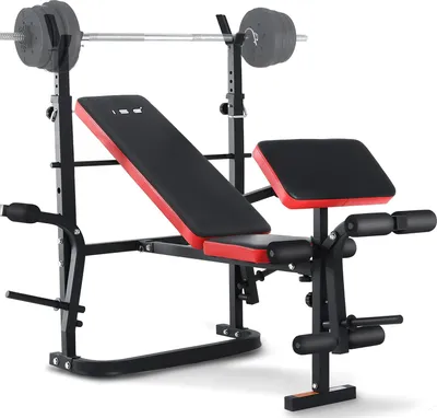 Produktbild von ISE Multifunktional Trainingsbank Hantelbank verstellbar Klappbar mit Beincurler Semi-Pro Haushalt Fitnessgeräter für Kniebeuge Bankdrücken Rumpfbeuge belastet 120kg SY-5430B