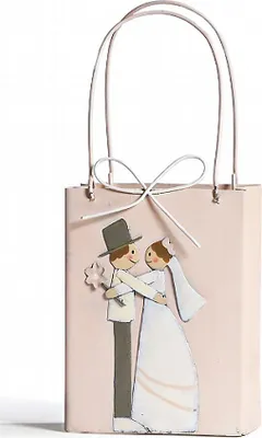 Produktbild von Geschenktasche aus Metall / Geschenktüte Hochzeit / Hochzeitsdeko mit Brautpaar / Handarbeit #9552