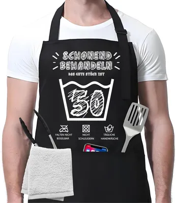 Obrázek produktu pro Kuchyňská zástěra se 3 kapsami, s vtipnými nápisy, vhodná k 50. narozeninám, pro grilování a pečení