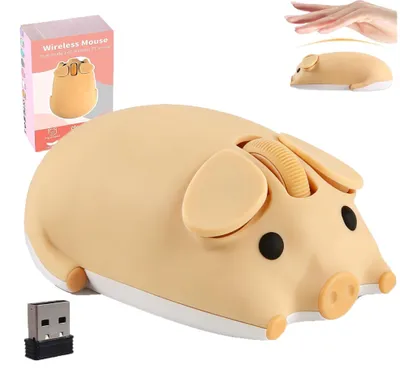 Image de Souris sans fil, mignonne, double mode, en forme de cochon, silencieuse, portable, 1200 DPI