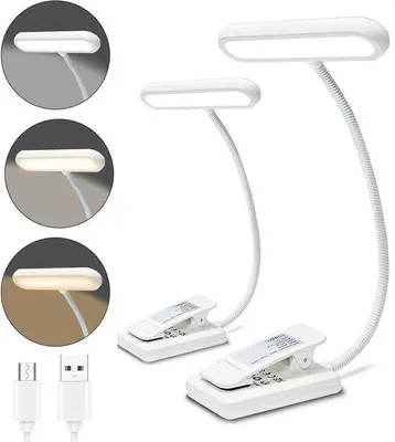 Zdjęcie produktu dla Lampa LED do czytania – lampka nocna – idealna do czytania w łóżku – możliwość płynnej regulacji jasności – zestaw 2 sztuk – kolor biały