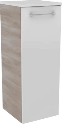 Produktbild von FACKELMANN Midischrank LIMA / Badschrank mit Soft-Close-System / Maße (B x H x T): ca. 30 x 81 x 32 cm / Türanschlag frei wählbar / Korpus: Braun / Front: Weiß Hochglanz