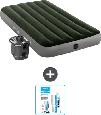 Produktbild von Intex Luftbett - 1 Person - 99 x 191 x 25 cm - Grün - Inklusive Pumpe - Reperaturset