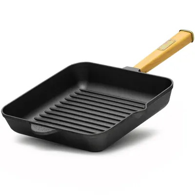 Produktbild von Grillpfanne 28 cm Gusseisen Holzgriff Bratpfanne Pfanne Feuerpfanne Induktion