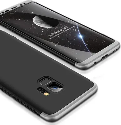 Produktbild von Hülle für Samsung Galaxy S9+ 360 Grad Schutz mit Displayglas Bumper Cover Galaxy S9+ S9 Plus Farbe: Schwarz, Silber