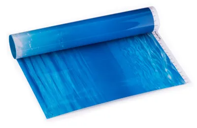 A rolled-up aquarium background poster with a water pattern.