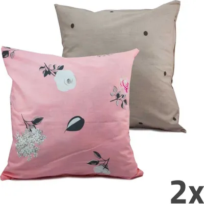 Obrázek produktu pro Home Elements Povlak na polštář růžový a světle šedý, sada 2 ks