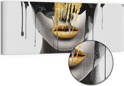 Produktbild von DEQORI Hybrid Leinwand Bild 150x60 cm 'Goldener Schimmer' Wandbild Glas flach modern