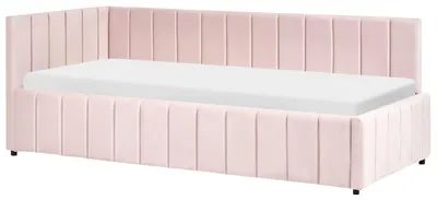 Produktbild von BELIANI Tagesbett Pastellrosa Samt Gepolstert Gesteppt mit Rausfallschutz Lattenrost 90 x 200 cm für 1 Person Kinderzmmer Jugendzimmer