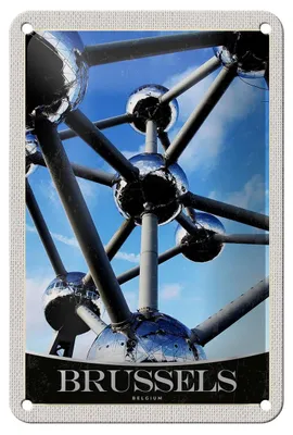 Produktbild von Blechschild Reise 12x18cm Brüssel Belgien Atomium Chemie Urlaub Schild