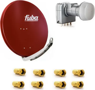 Produktbild von Fuba DAA 850 R Satellitenantenne 85cm Alu Rot DEK 417 Quad LNB 8x F-Stecker