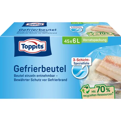Image de TOPPITS 4008871208149 Sacs de congélation TOPPITS, 45 x 6 litres, 290 x 410 mm