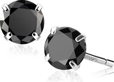 Produktbild von Ohrstecker 925 Sterling Silber Damen Ohrringe Zirkonia Kristall Geschenk silber-schwarz 3 mm