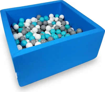 Image de Bassin de séchage 90x90x40cm bleu avec 400 balles : blanc, gris, turquoise