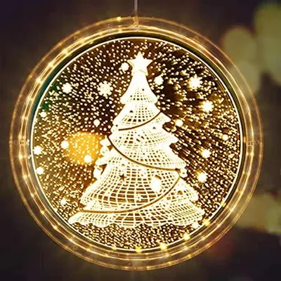 LED-3D-Weihnachtsbaum-Fensterlicht, batteriebetrieben, warmweiß, 21 cm