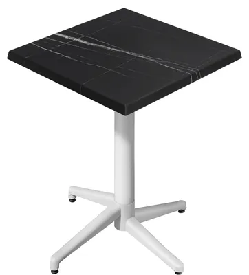 Produktbild von WAP | Bistro Außen Stehtisch | B:T:H 70 x 70 x 109 cm | Schwarz Marmor / Weiß | Quadratisch | Klappbar | Bistro Stehtisch Gastro Tisch