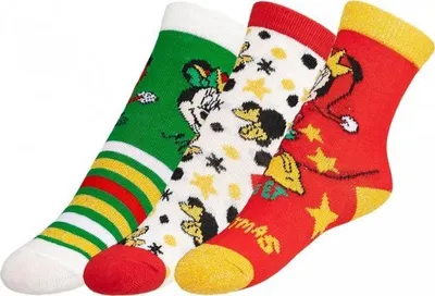 Zdjęcie produktu dla Skarpetki dziecięce Minnie - zestaw 3 par - 23-26 - czerwony, zielony, złoty