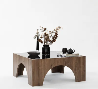 Produktbild von Skye Decor, Seine - Walnut, Dark Grey, Couchtisch, 100 % gehärtetes Glas, Nussbaum, 37 x 50 cm