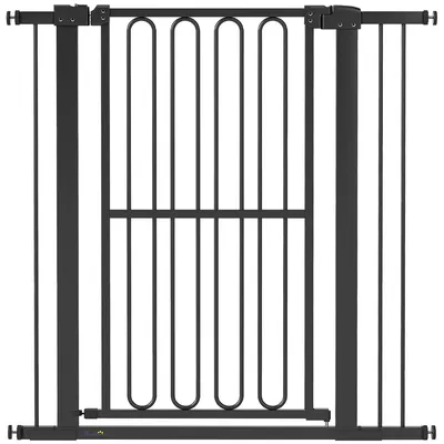 Image de Barrière de sécurité pour chiens - Barrière pour escaliers - Barrière pour animaux de compagnie - Barrière pour chiens - Barrière réglable, noire