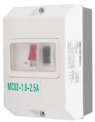 Zdjęcie produktu dla Wyłącznik przeciążeniowy silników, wyłącznik mocy MC02-1,6-2,5A, 50/60Hz, obudowa ABS, wodoodporny, napięcie 220V/380V