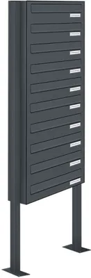 Produktbild von 10er Standbriefkasten Freistehend Durchwurfanlage RAL 7016 Anthrazit
